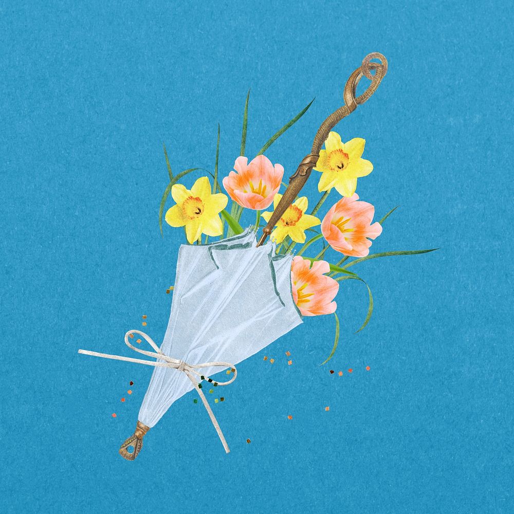 Flower bouquet, daffodil & tulip remix illustration