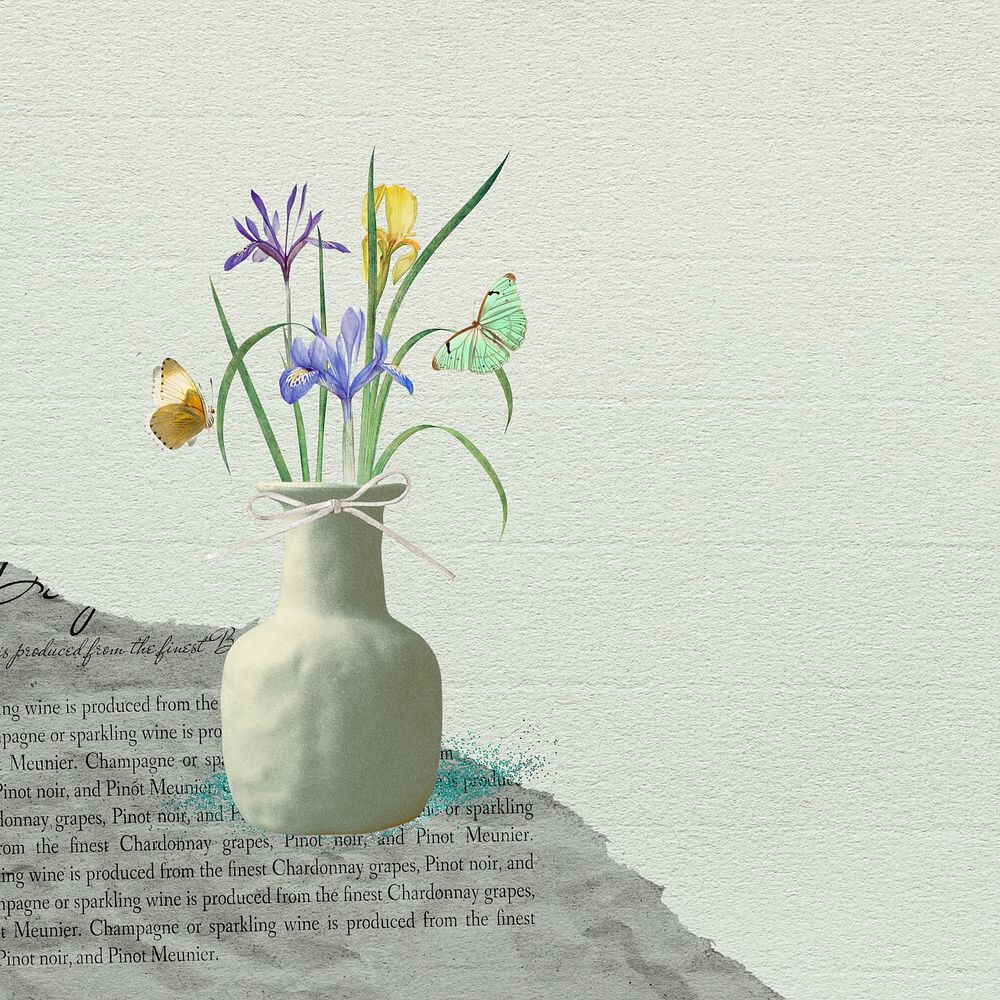 Iris flower vase remix illustration