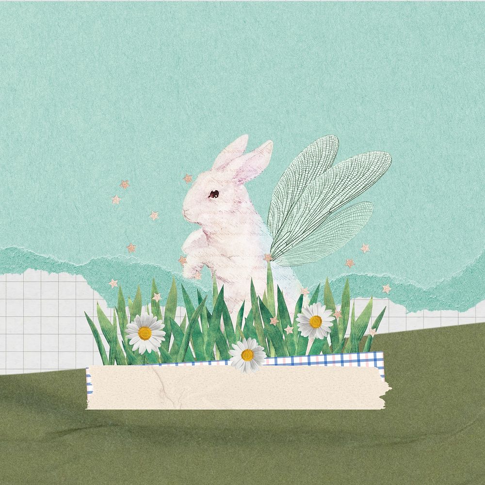 Winged rabbit, Easter bunny illustration