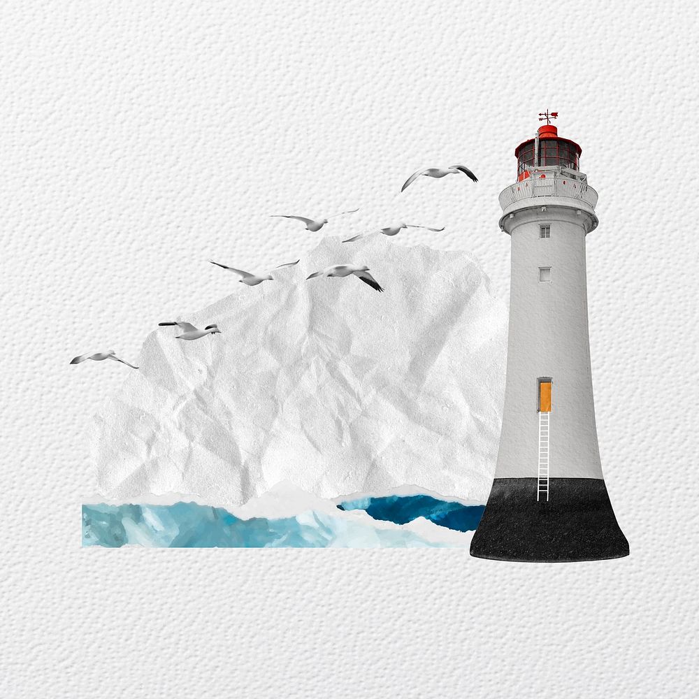 Lighthouse note paper, Summer collage