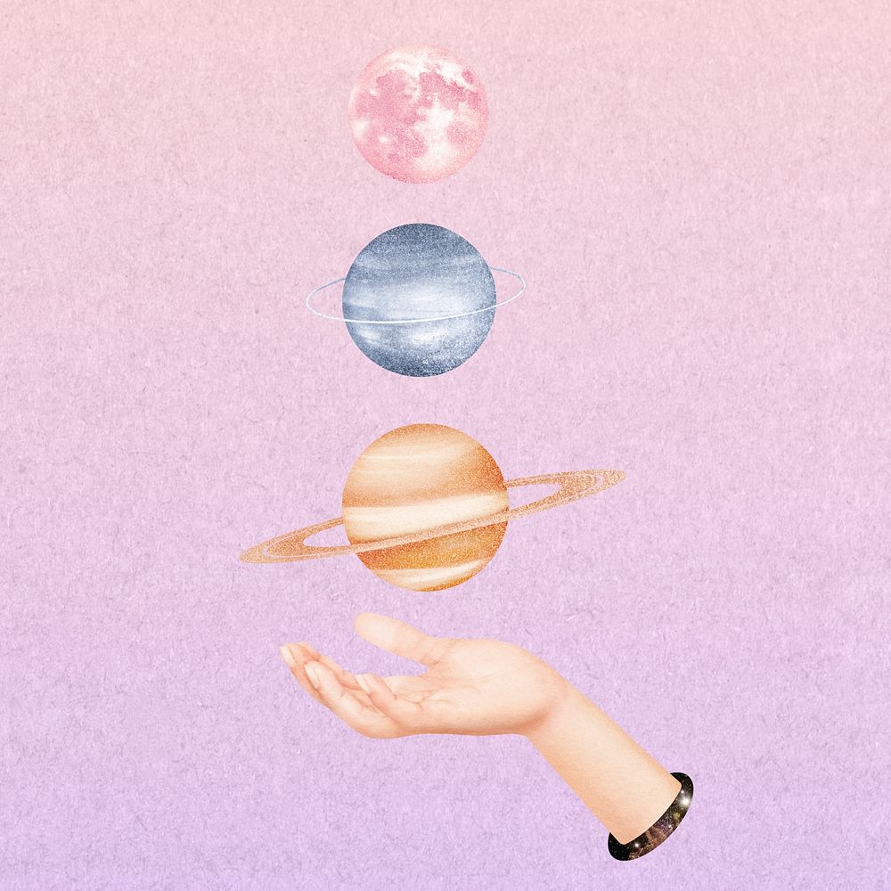 Space planets, creative galaxy collage