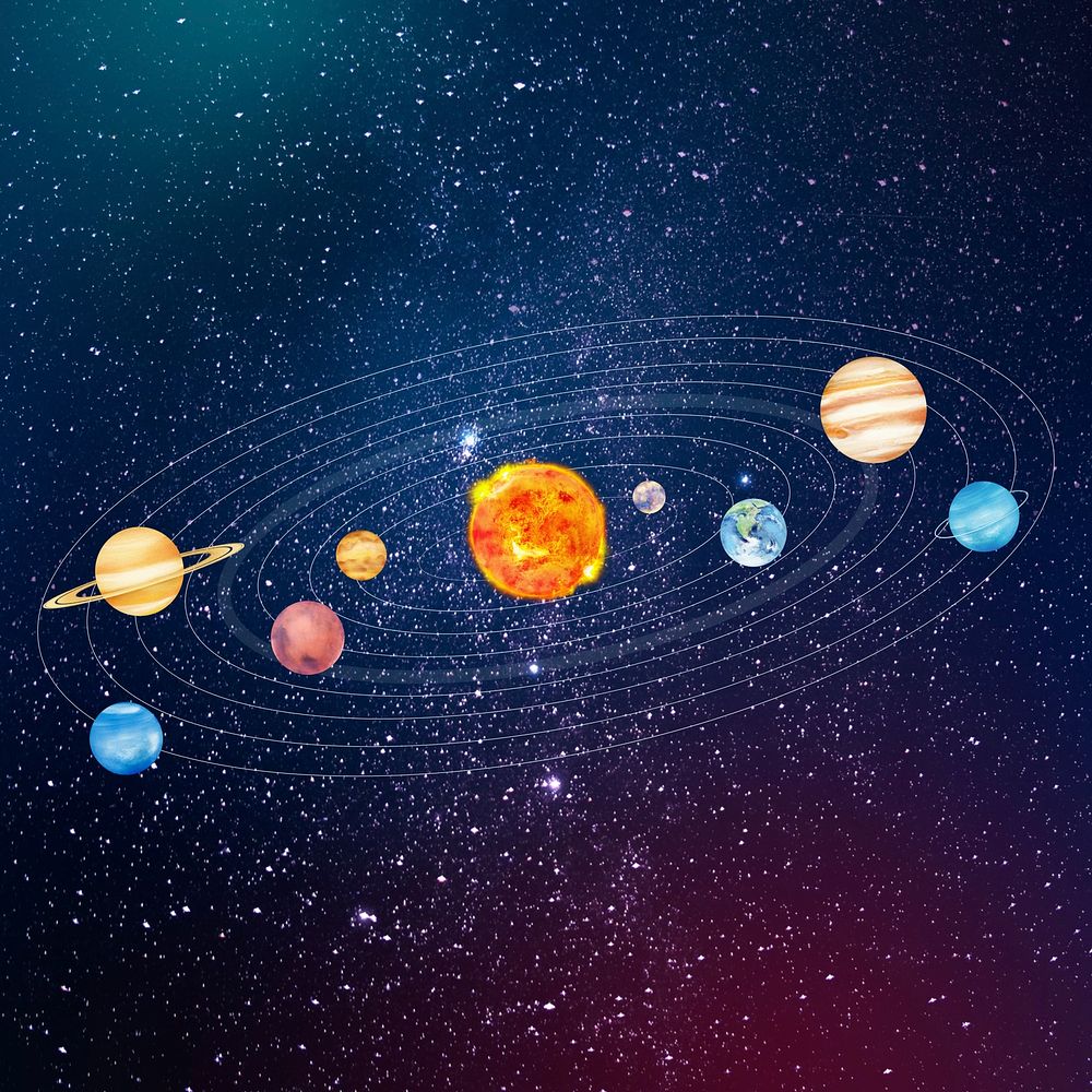 Solar system, creative galaxy collage