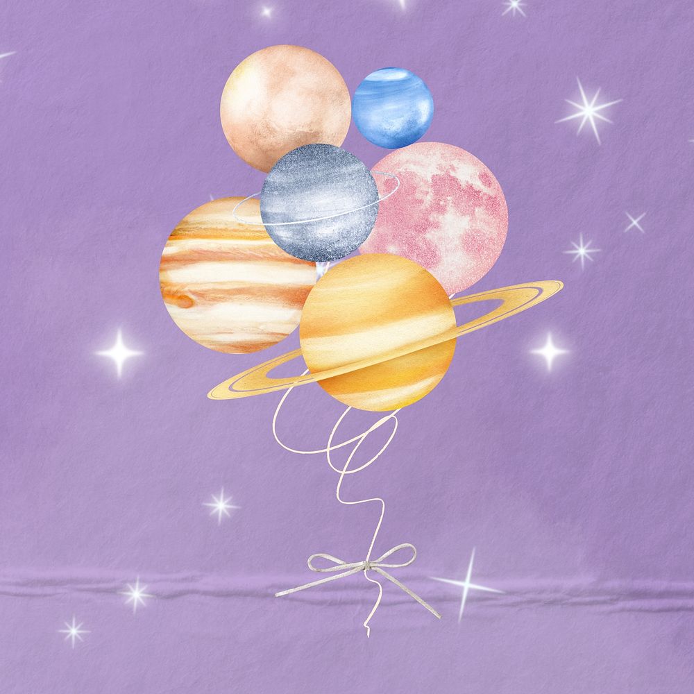 Planet balloons, creative galaxy collage