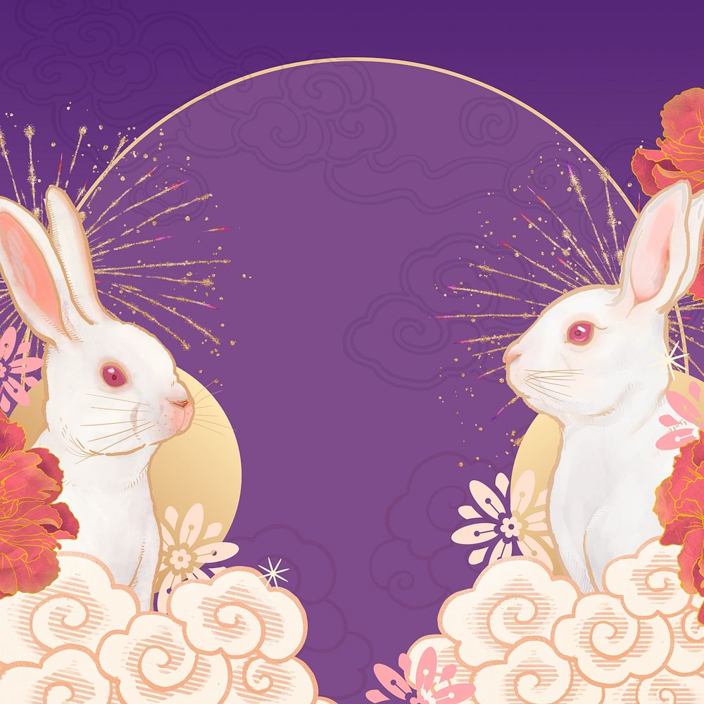 Rabbit New Year background, traditional Chinese design