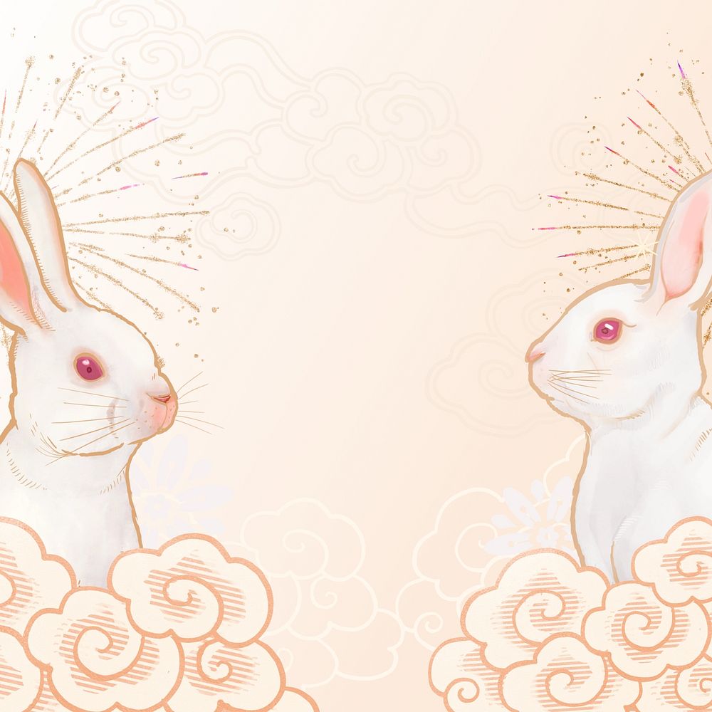 Rabbit New Year background, traditional Chinese design