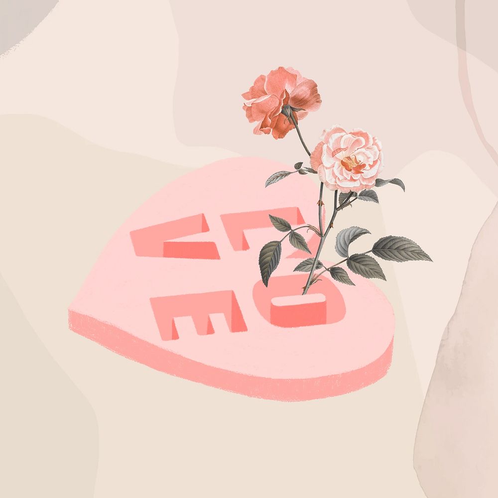 Flower love heart, Valentine's Day graphic