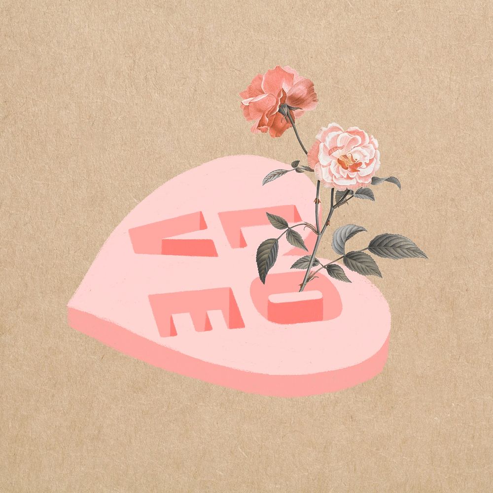 Flower love heart, Valentine's Day graphic