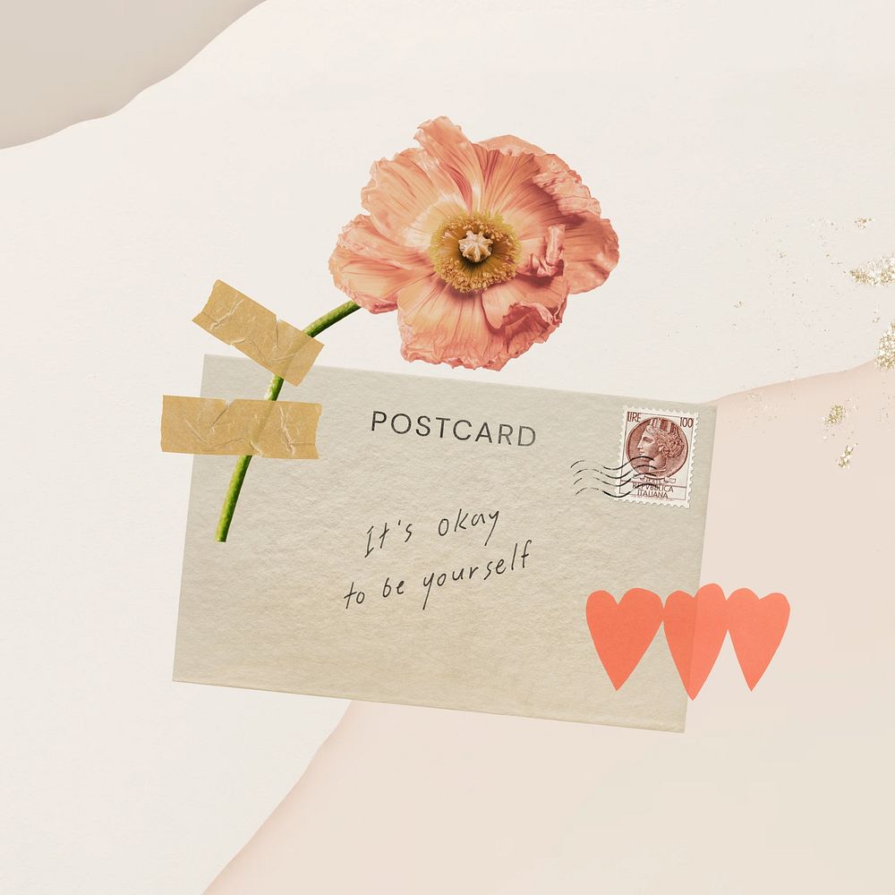 Flower post card, love letter graphic