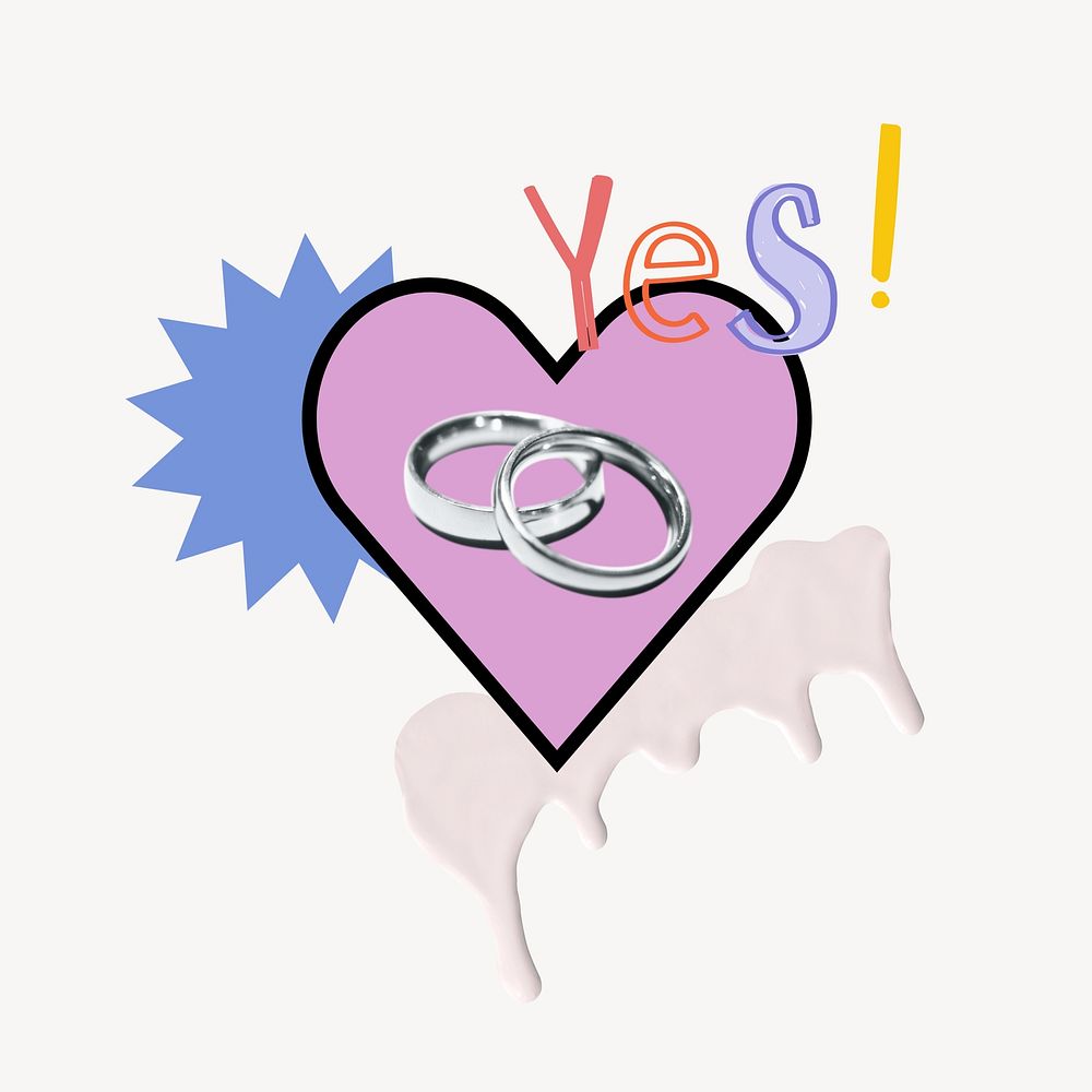 Wedding rings heart, Valentine's Day graphic
