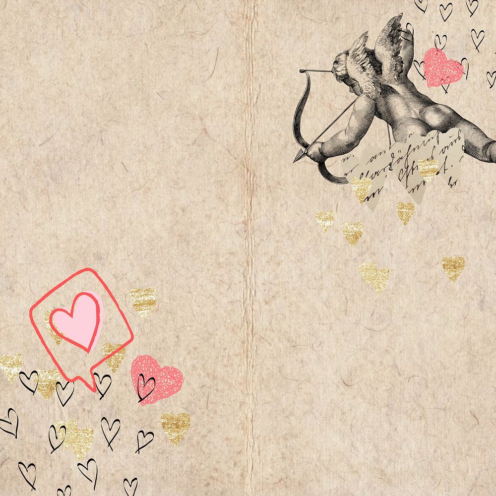 Valentine's Day cupid background, heart doodle border