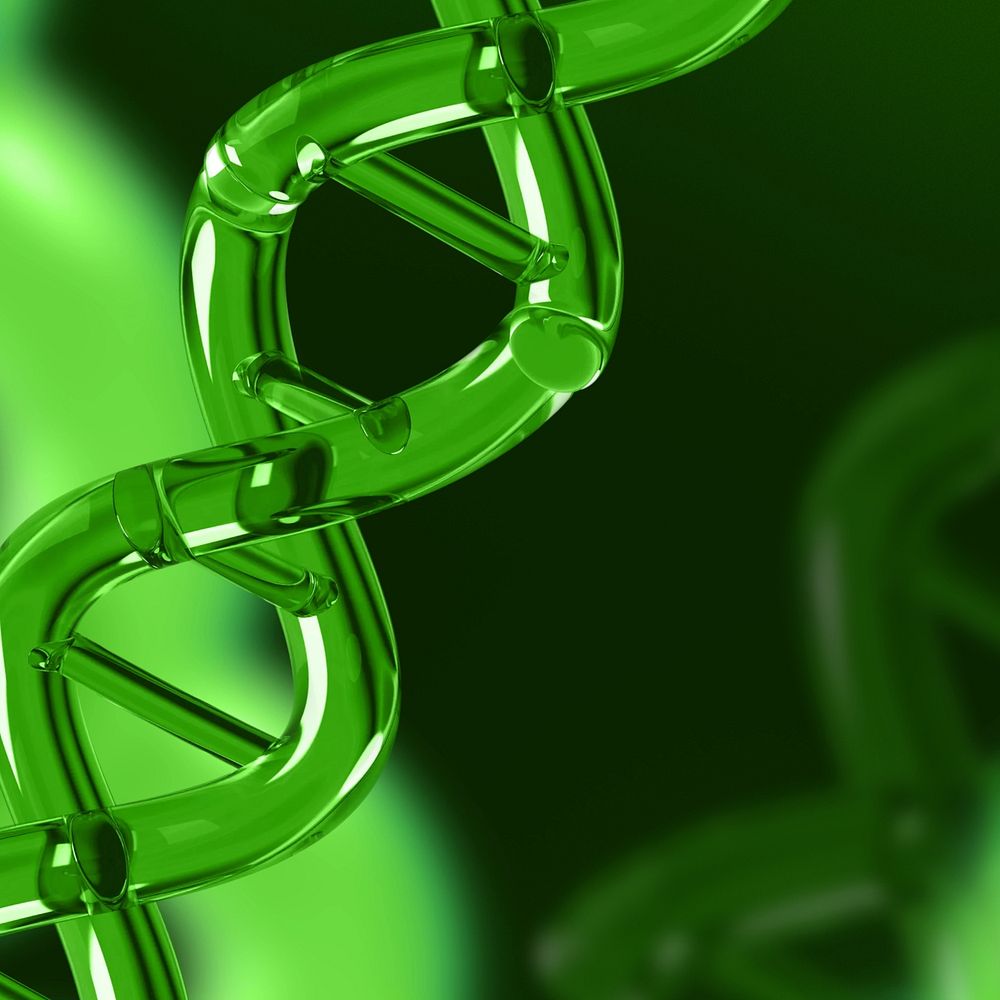 3D green science background, DNA double helix remix