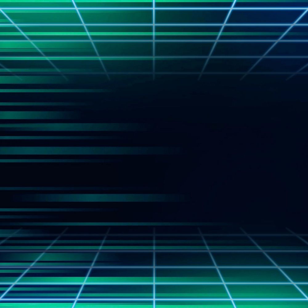 Gradient green wireframe background, retro-futuristic digital remix