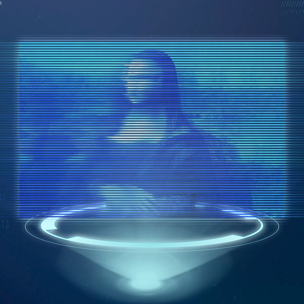 Mona Lisa background futuristic motion glitch, Leonardo Da Vinci's famous painting. Remixed by rawpixel.