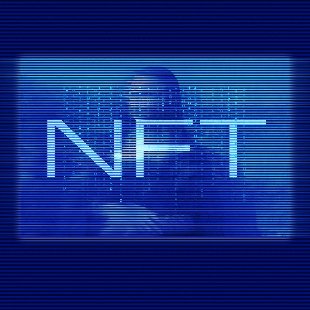 NFT word futuristic Mona Lisa, Leonardo Da Vinci's famous painting. Remixed by rawpixel.