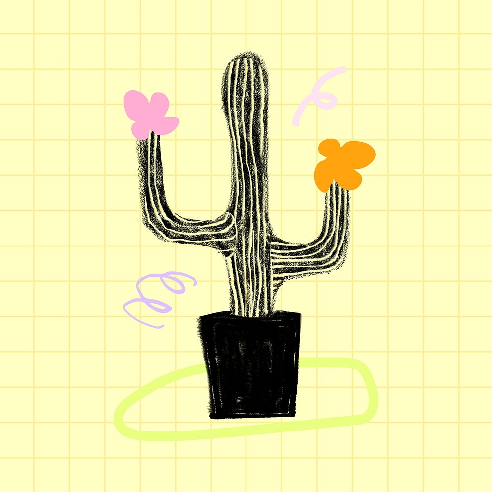 Cute cactus doodle, desert plant
