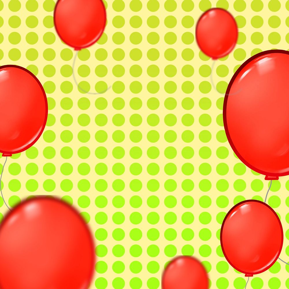 Red floating balloons background, party border