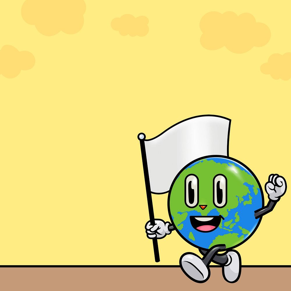 Green globe border background, environment cartoon