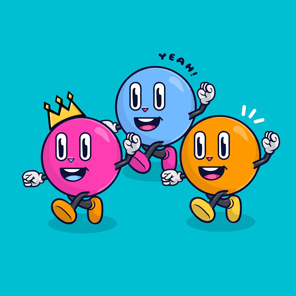 Colorful bubbles cartoon character illustration Premium Photo