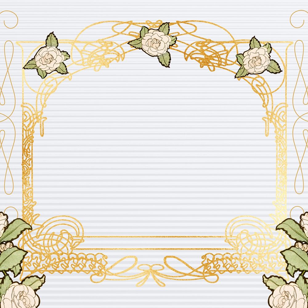 Floral ornament frame background, gold luxury design, remixed by rawpixel