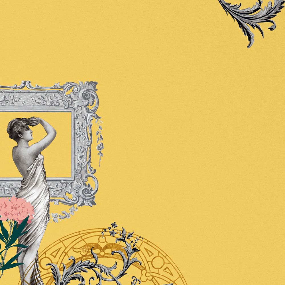 Aesthetic art nouveau yellow background, remixed by rawpixel
