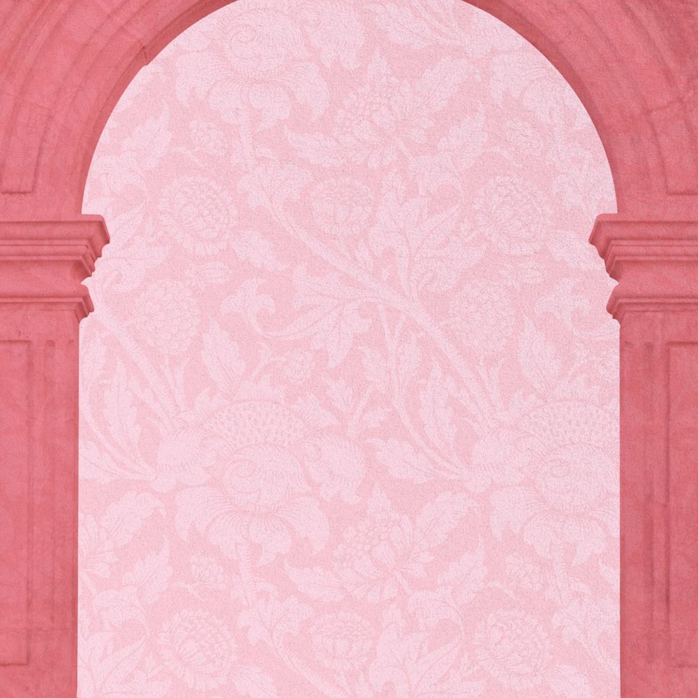 Arch pillar border background, William Morris' flower pattern, remixed by rawpixel