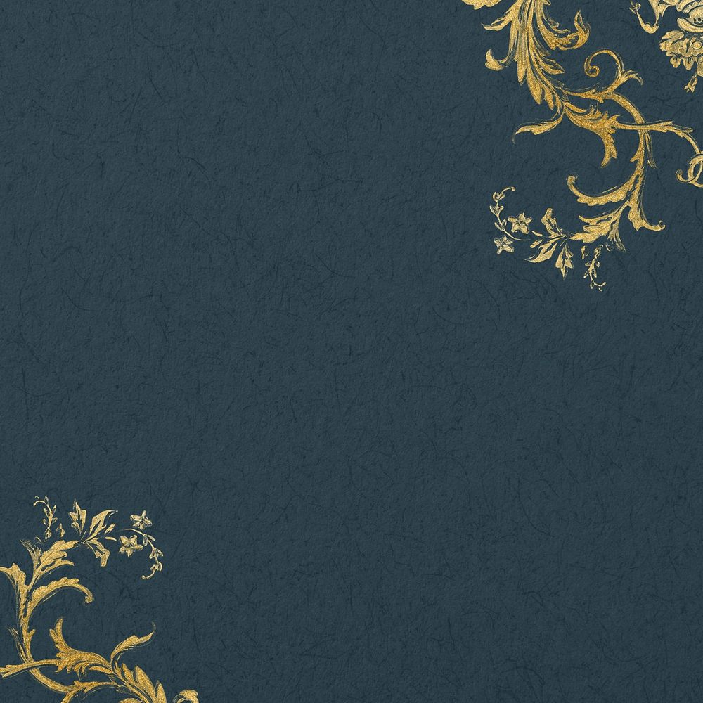 Dark green background, gold lily of the valley border, remixed by rawpixel