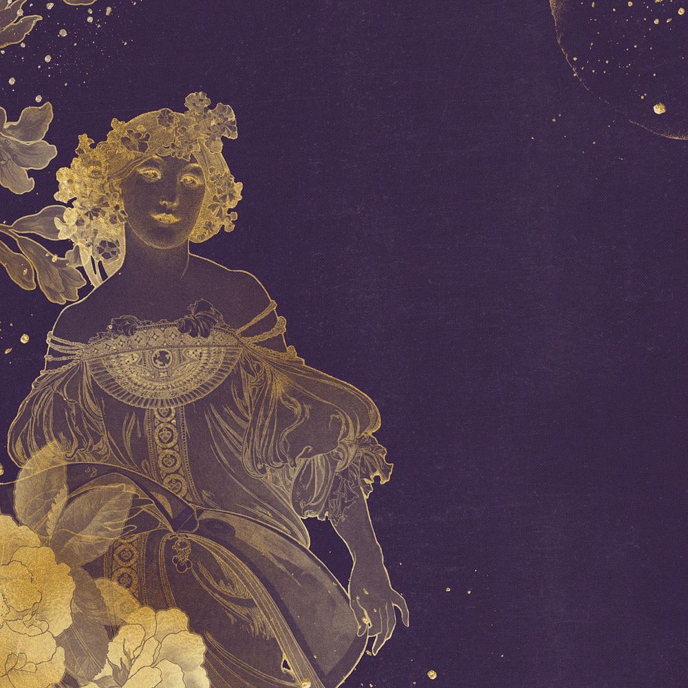 F Champenois background, Alphonse Mucha's famous artwork, remixed by rawpixel