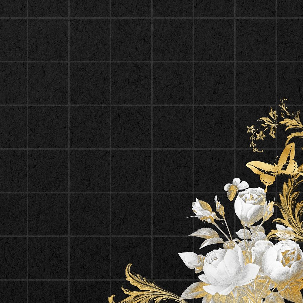 Aesthetic black background, rose border, remixed by rawpixel