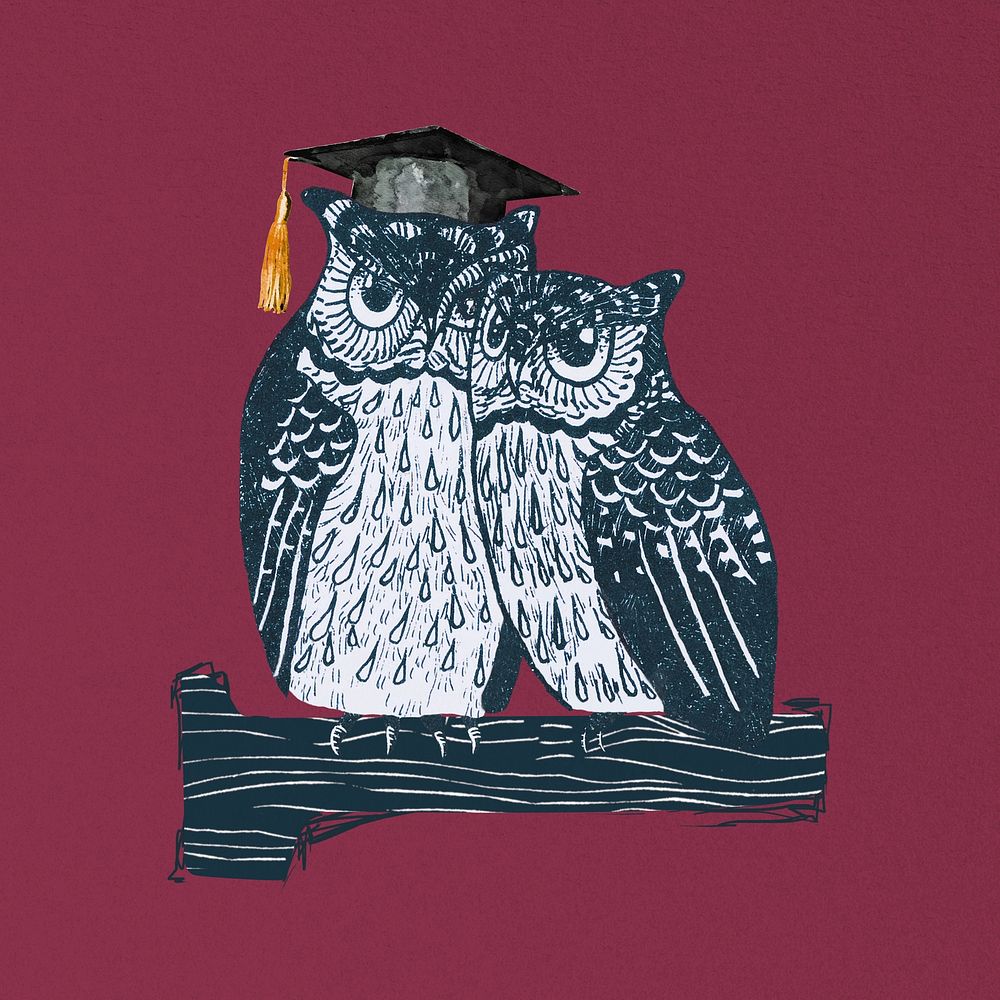 Educated owls illustration, remixed by rawpixel