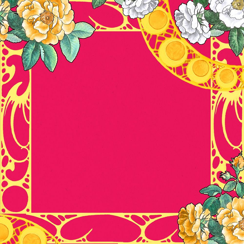 Vintage Spring frame background, pink botanical design, remixed by rawpixel