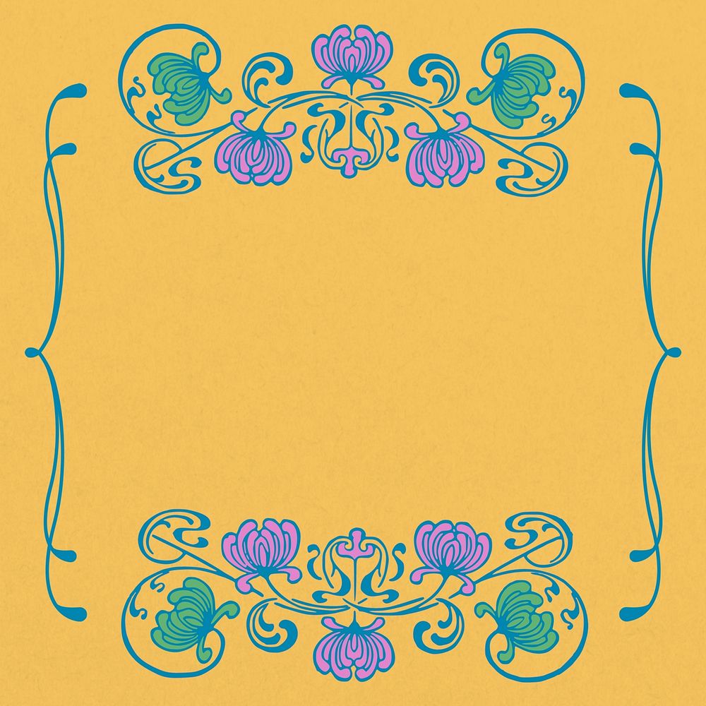 Vintage floral frame background, yellow ornamental design, remixed by rawpixel