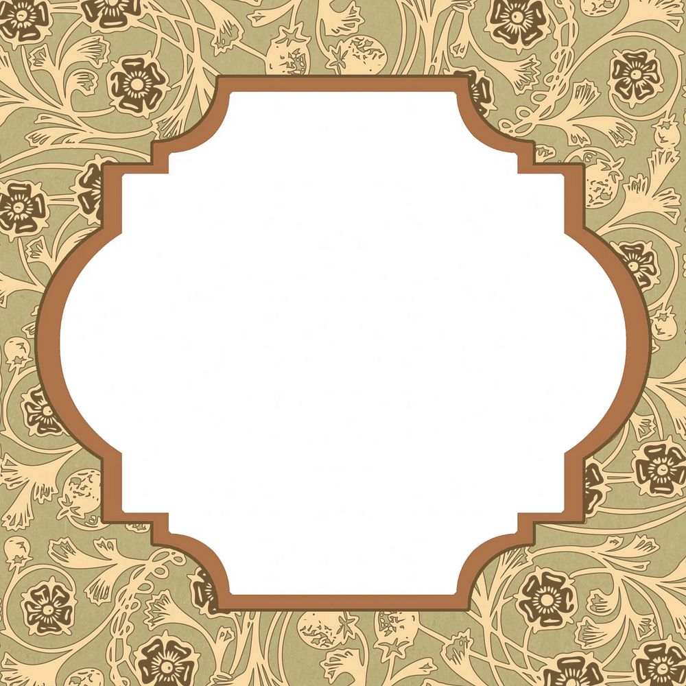 Leafy patterned frame background, brown vintage design, remixed by rawpixel