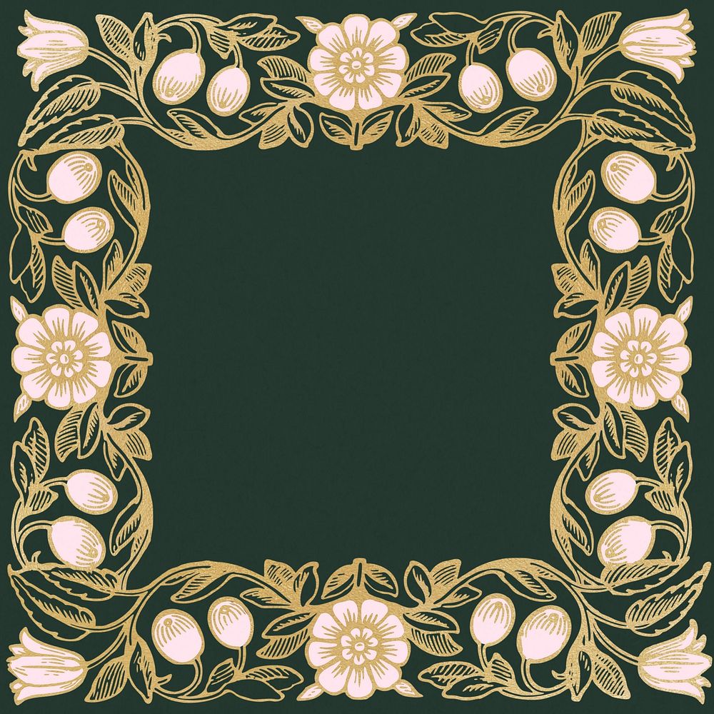 Art nouveau frame background, flower ornament design, remixed by rawpixel