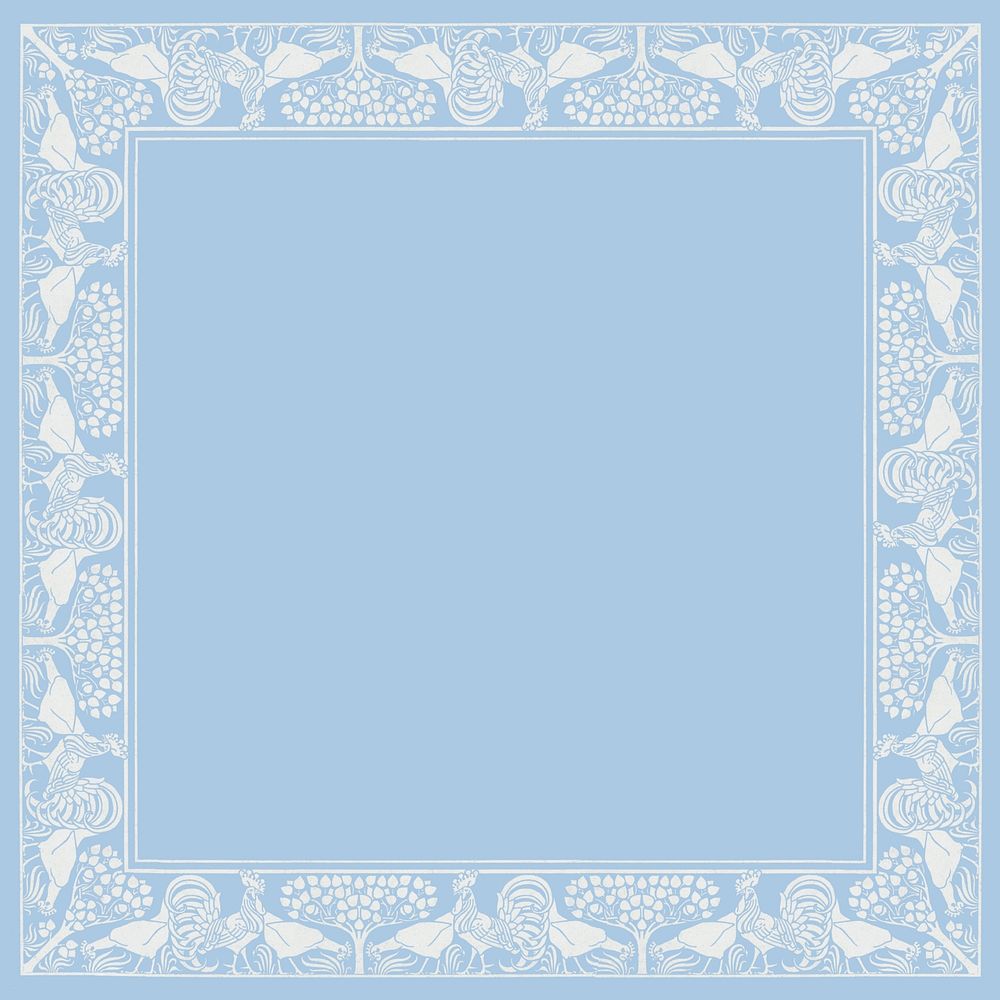 Blue ornamental frame background, vintage design, remixed by rawpixel