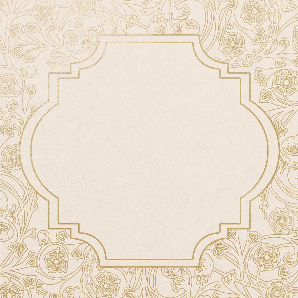 Leafy patterned frame background, beige vintage design, remixed by rawpixel