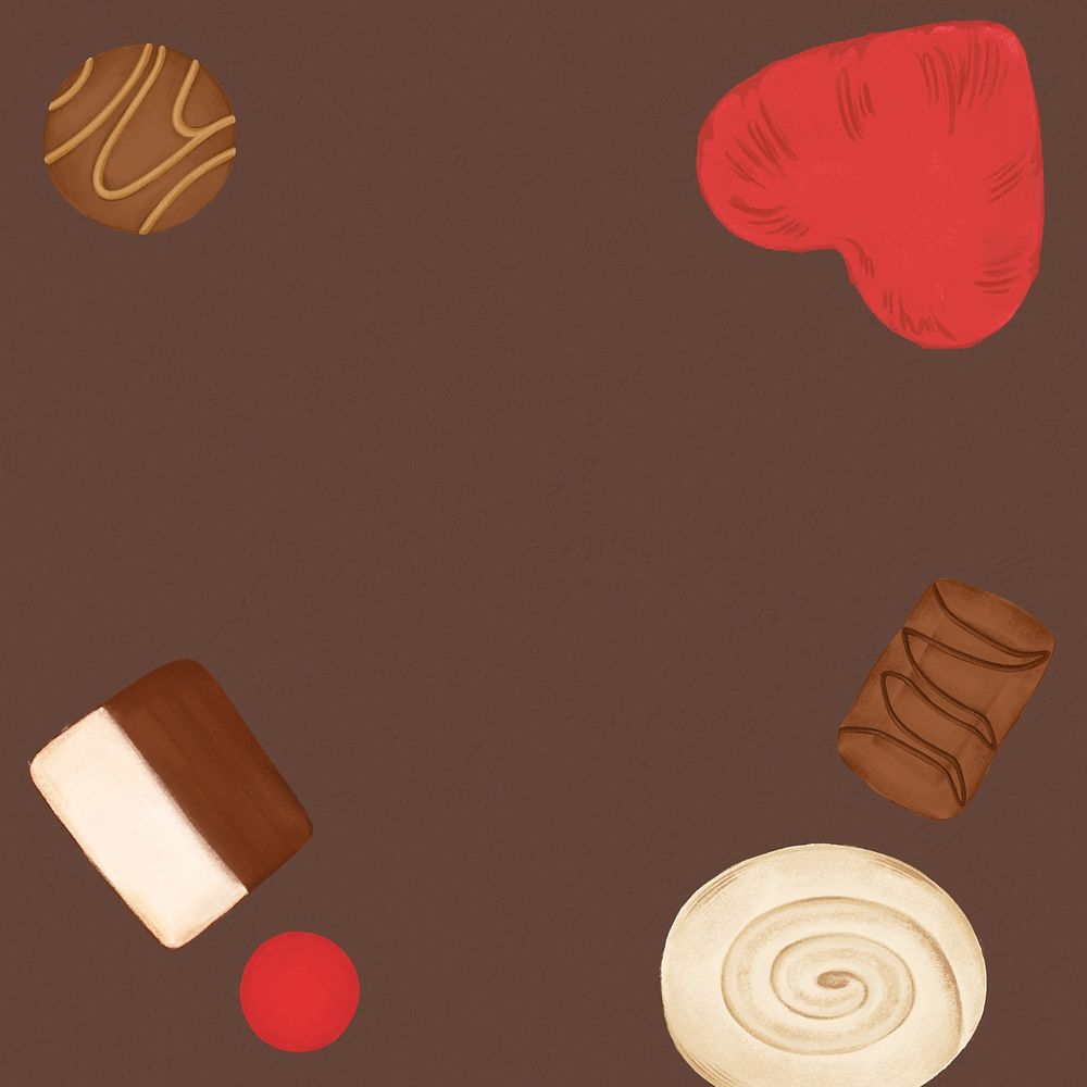 Valentine's chocolate frame background, cute dessert illustration