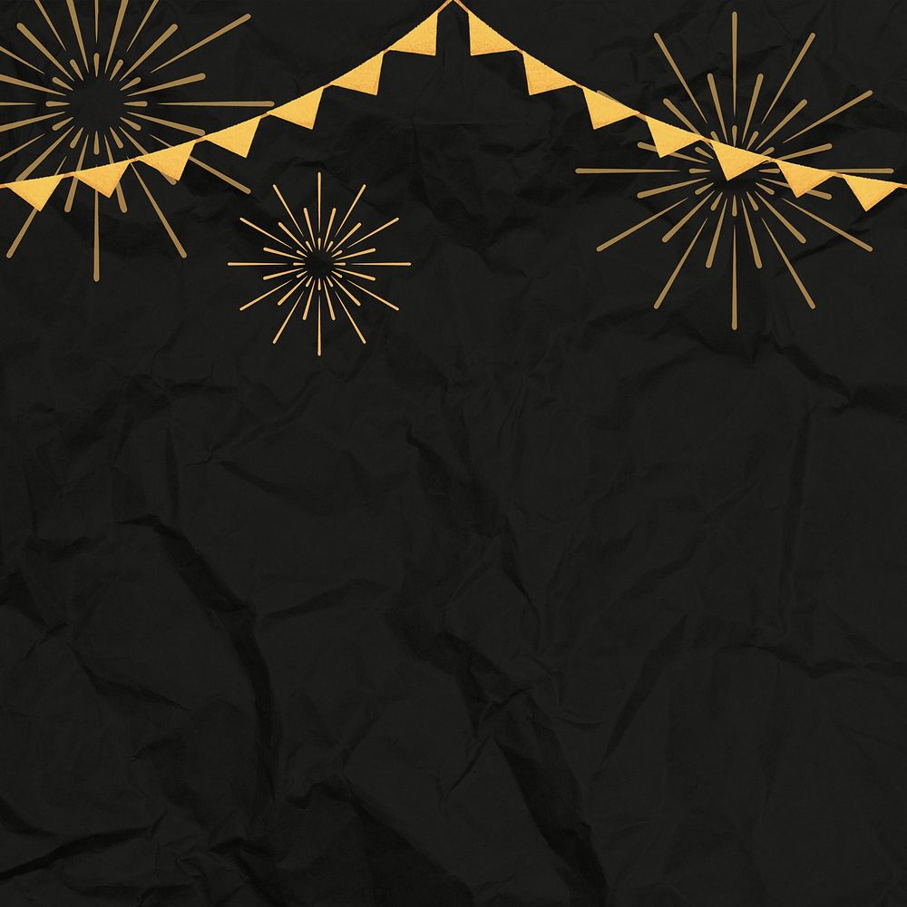 New Year fireworks background, black textured design