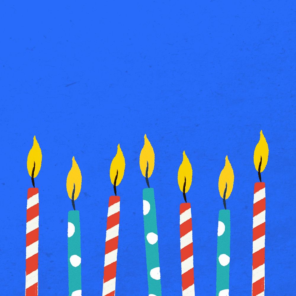 Birthday candles border background, blue textured design