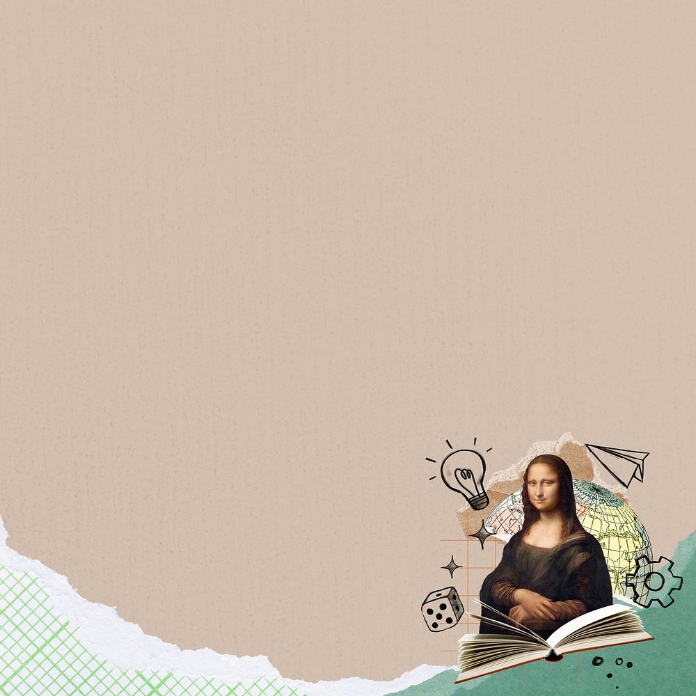 Mona Lisa ripped paper background. Leonardo da Vinci art remixed by rawpixel.