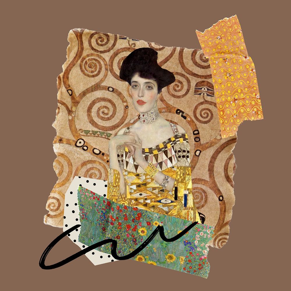 Gustav Klimt's Portrait of Adele Bloch-Bauer I collage design, remixed by rawpixel