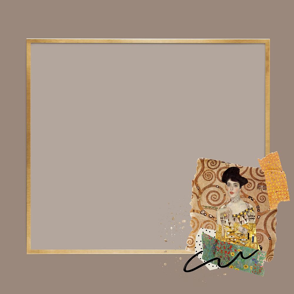 Gustav Klimt's gold frame, famous painting collage design, remixed by rawpixel