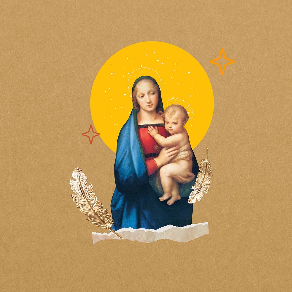 Raphael's Madonna del Granduca famous painting, remixed by rawpixel