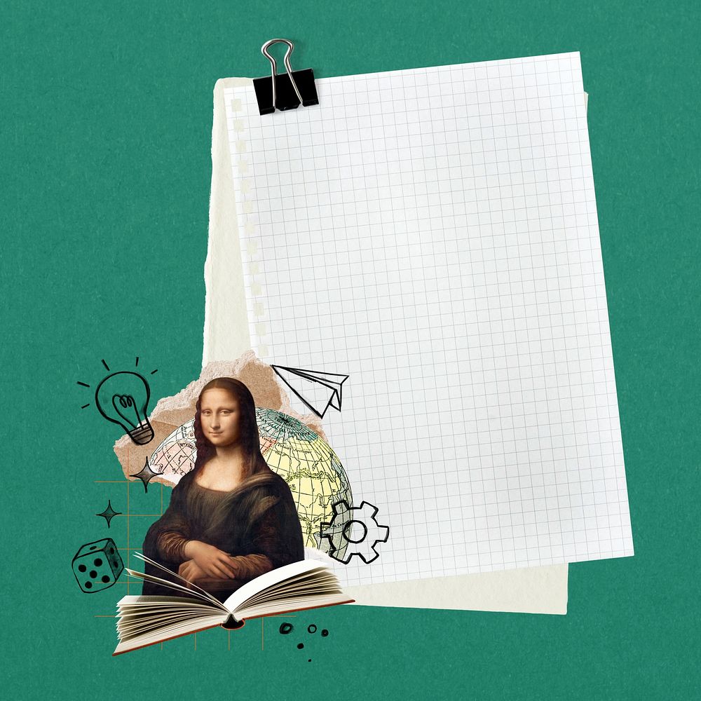 Mona Lisa white paper note. Leonardo da Vinci art remixed by rawpixel.