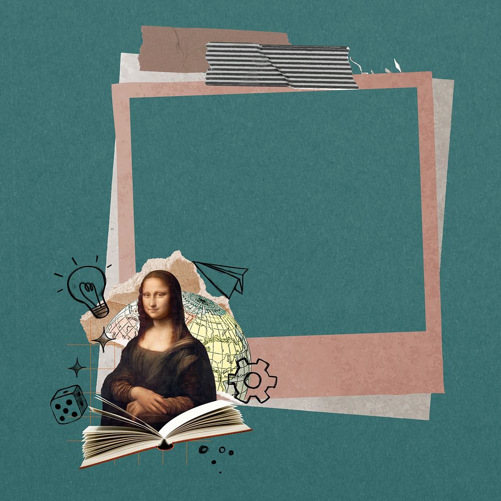 Mona Lisa instant photo frame. Leonardo da Vinci art remixed by rawpixel.