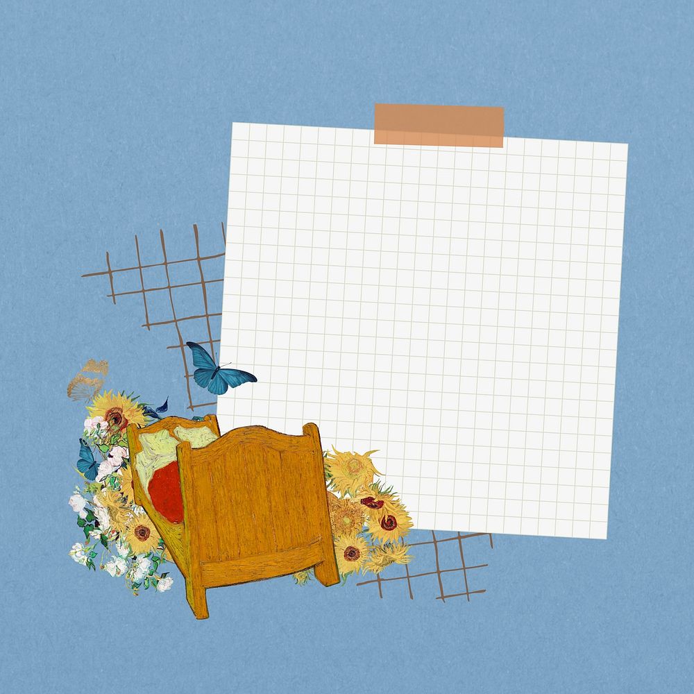 Grid reminder note, Van Gogh's famous artwork design, remixed by rawpixel