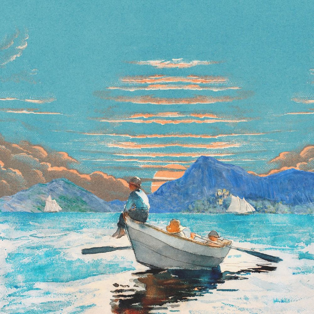 Winslow Homer's Boys in a Dory artwork, remixed by rawpixel