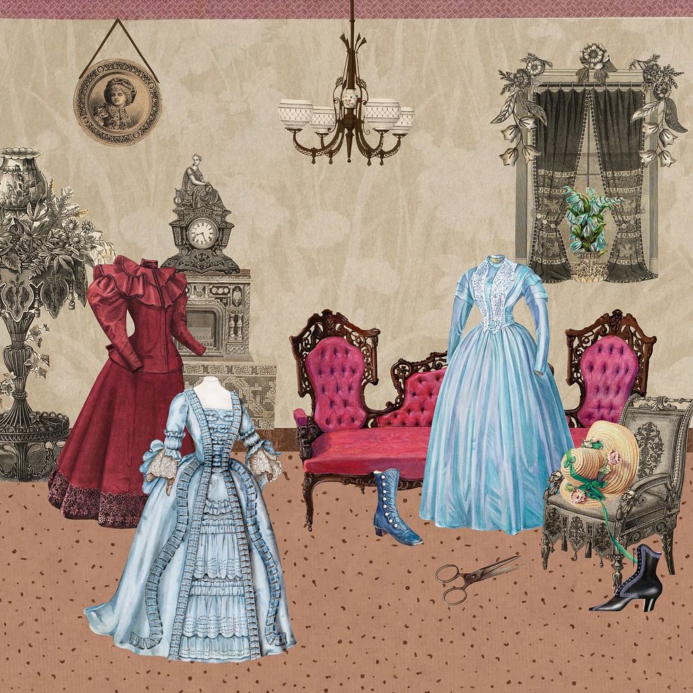Victorian life and fashion background, remixed by rawpixel