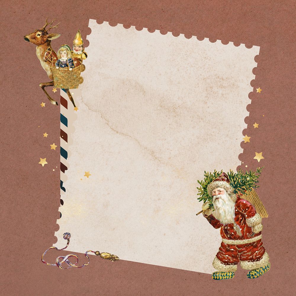 Vintage Santa note, festive Christmas design