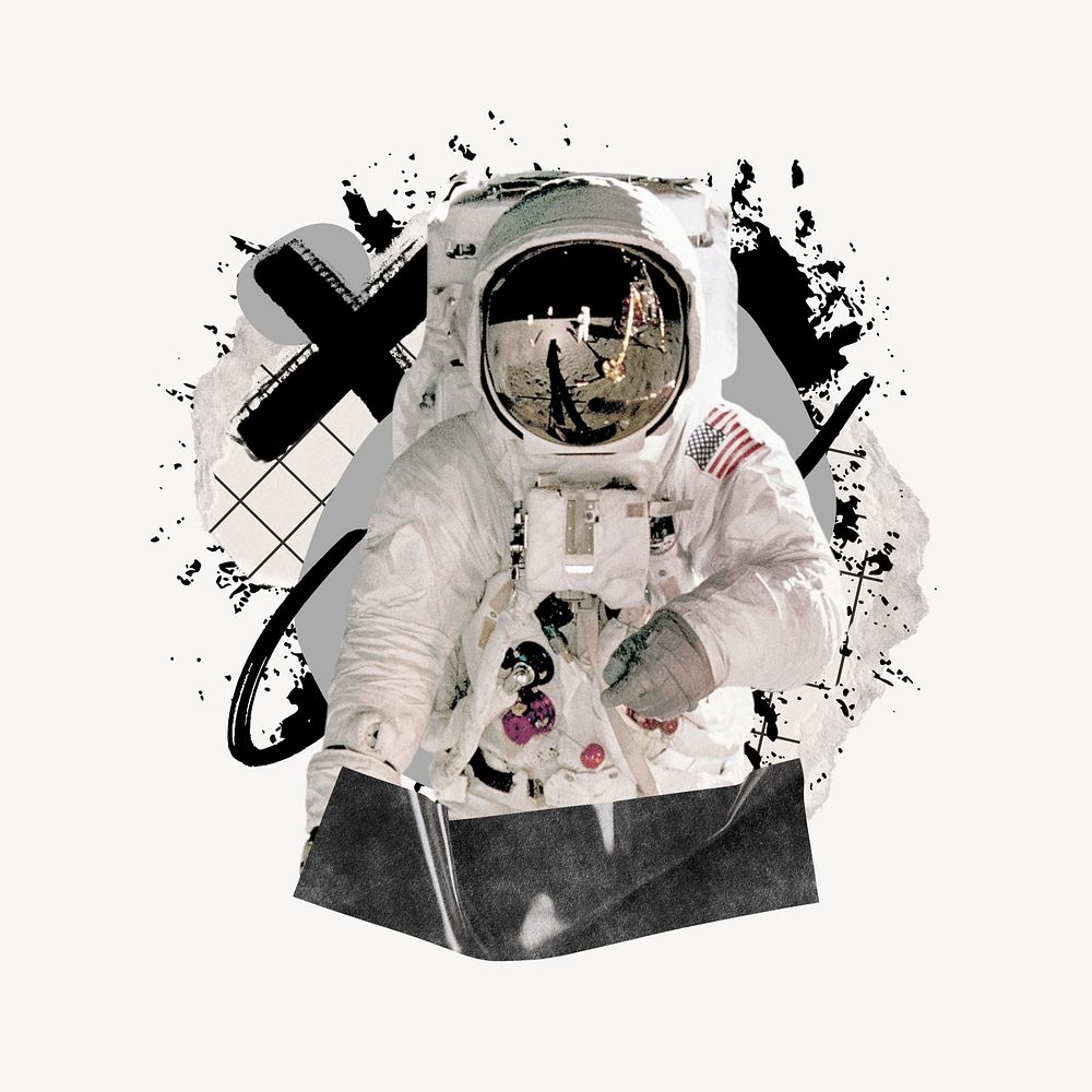 Astronaut, abstract graffiti collage