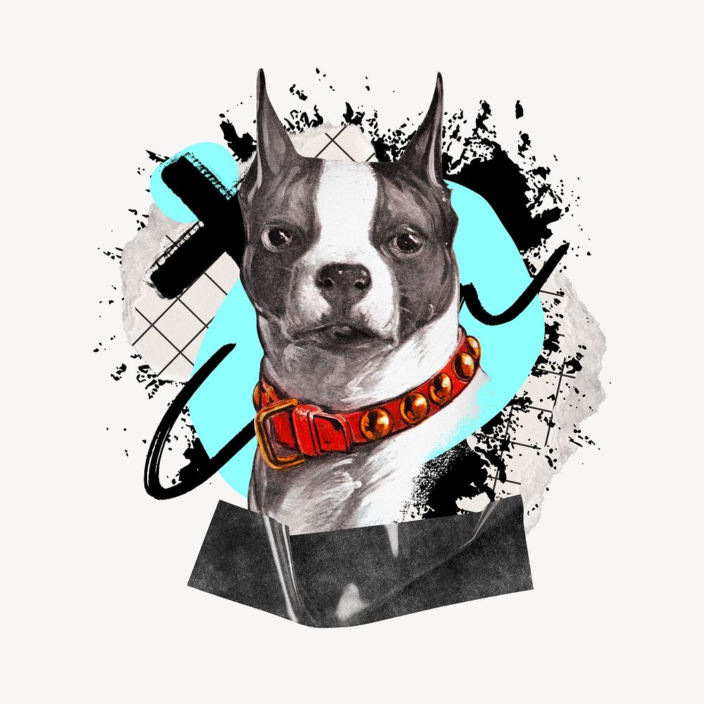 French bulldog portrait, abstract graffiti collage
